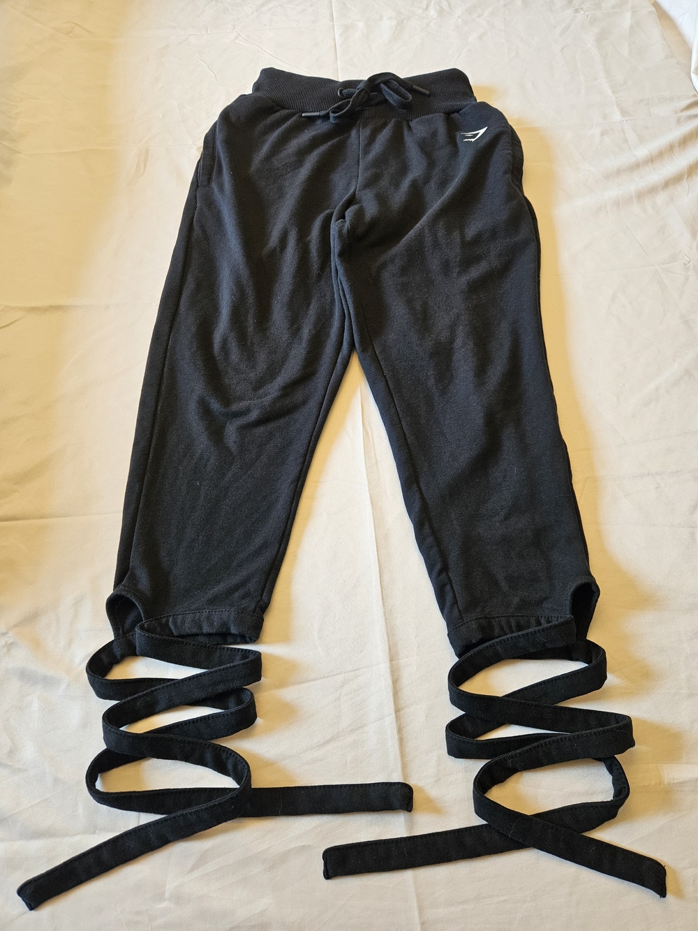 Gymshark Black Drawstring Track Joggers with Wrap Ties